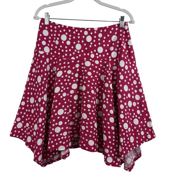Larry Levine Dresses & Skirts - Larry Levine Pink Polka Dot Skirt Size 6 Linen Blend Asymmetrical Hem Fairycore